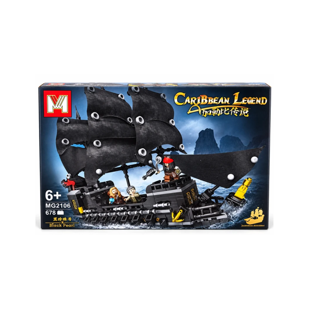 Caribbean Legend Black Pearl Pirate Ship Building Blocks Set, 678 Pieces, MG2106, Ages 6+