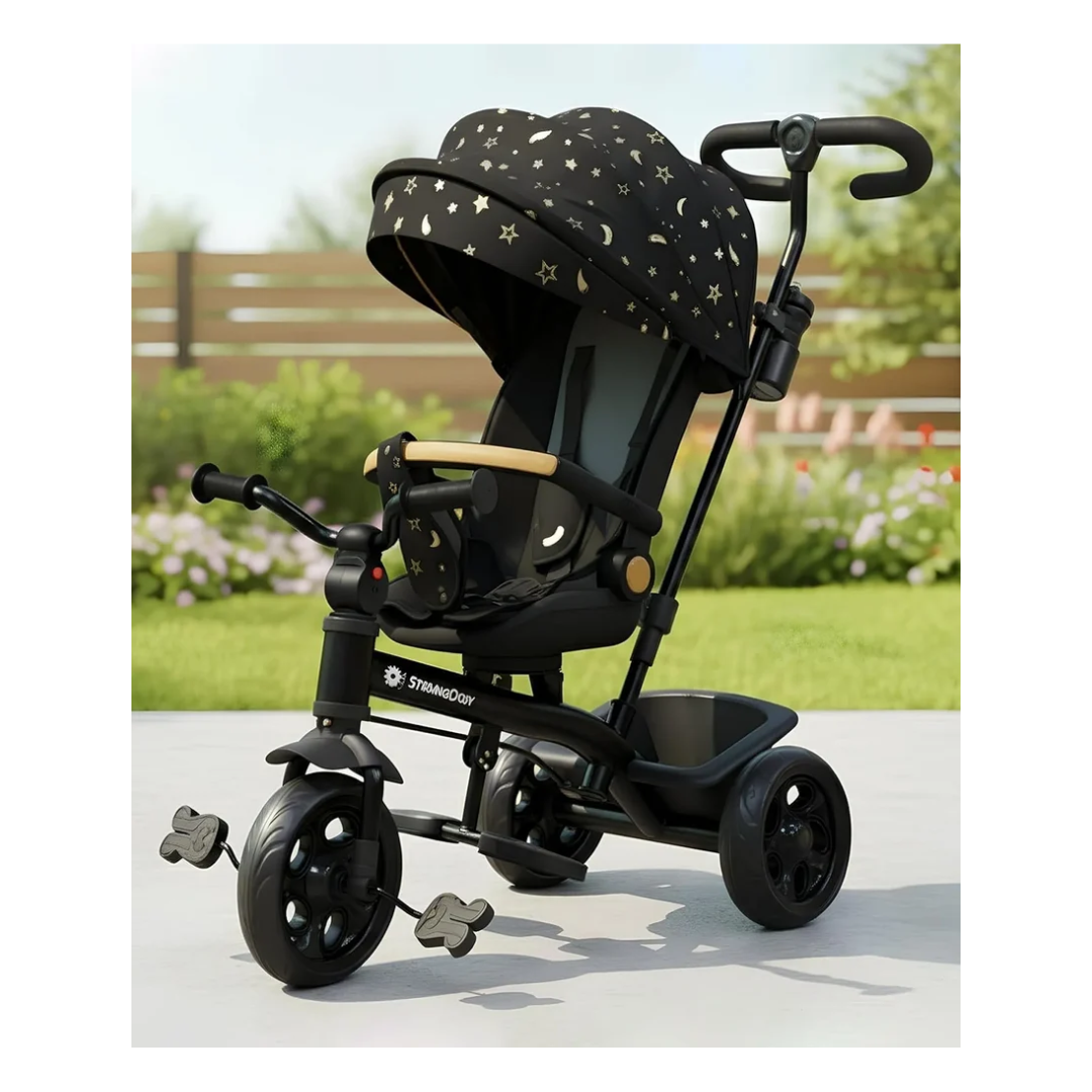StarAndDaisy Kids Tricycle with Canopy, Basket & Bell – 18 Months–5 Years