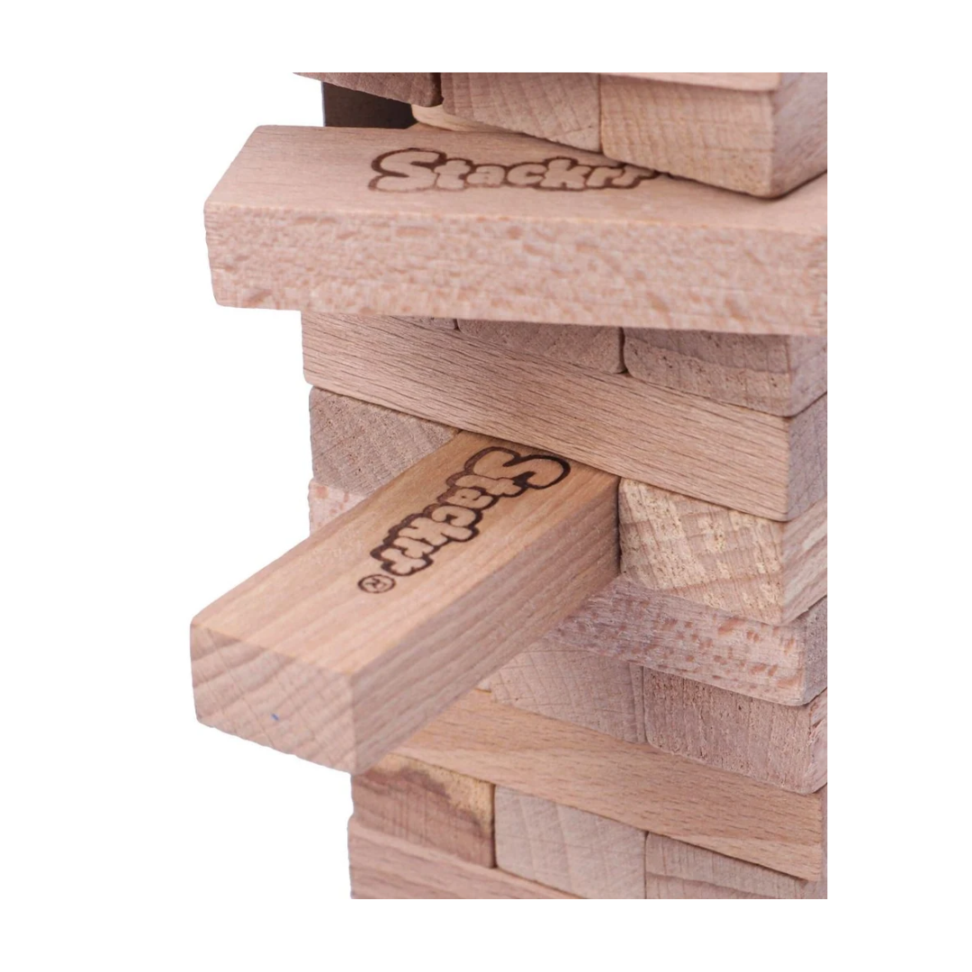 Skoodle Stackrr Mini Stacking Tumbling Tower Game with 39 Precision Wooden Blocks