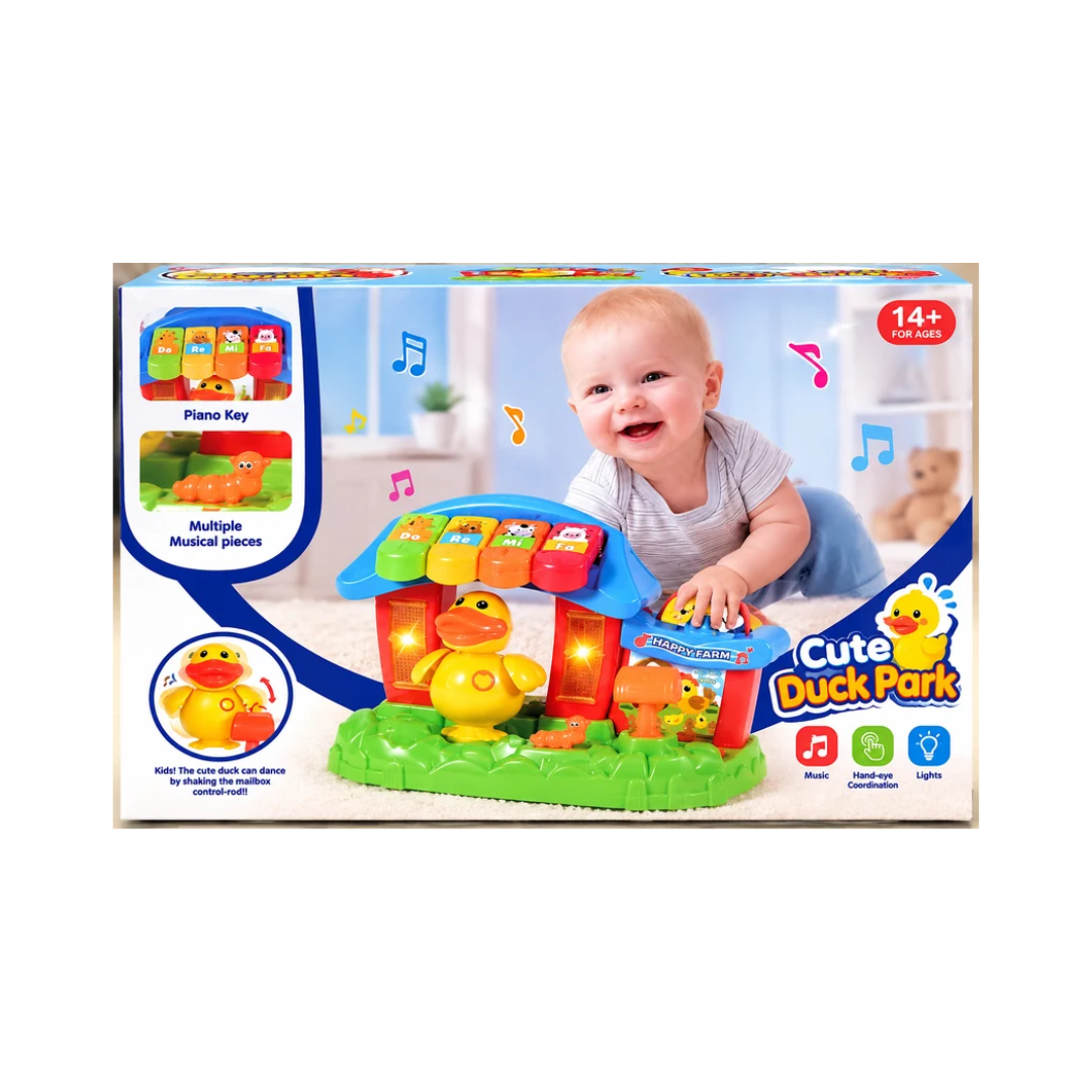 Abero Cute Duck Park Musical Learning Toy | Happy Farm Interactive Piano with Lights, Sounds & Animal Activities | Educational Toy for Babies
