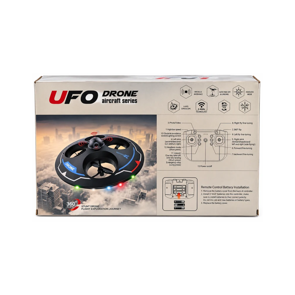 Remote Control UFO Drone with HD Camera & Obstacle Avoidance | 14+ Years