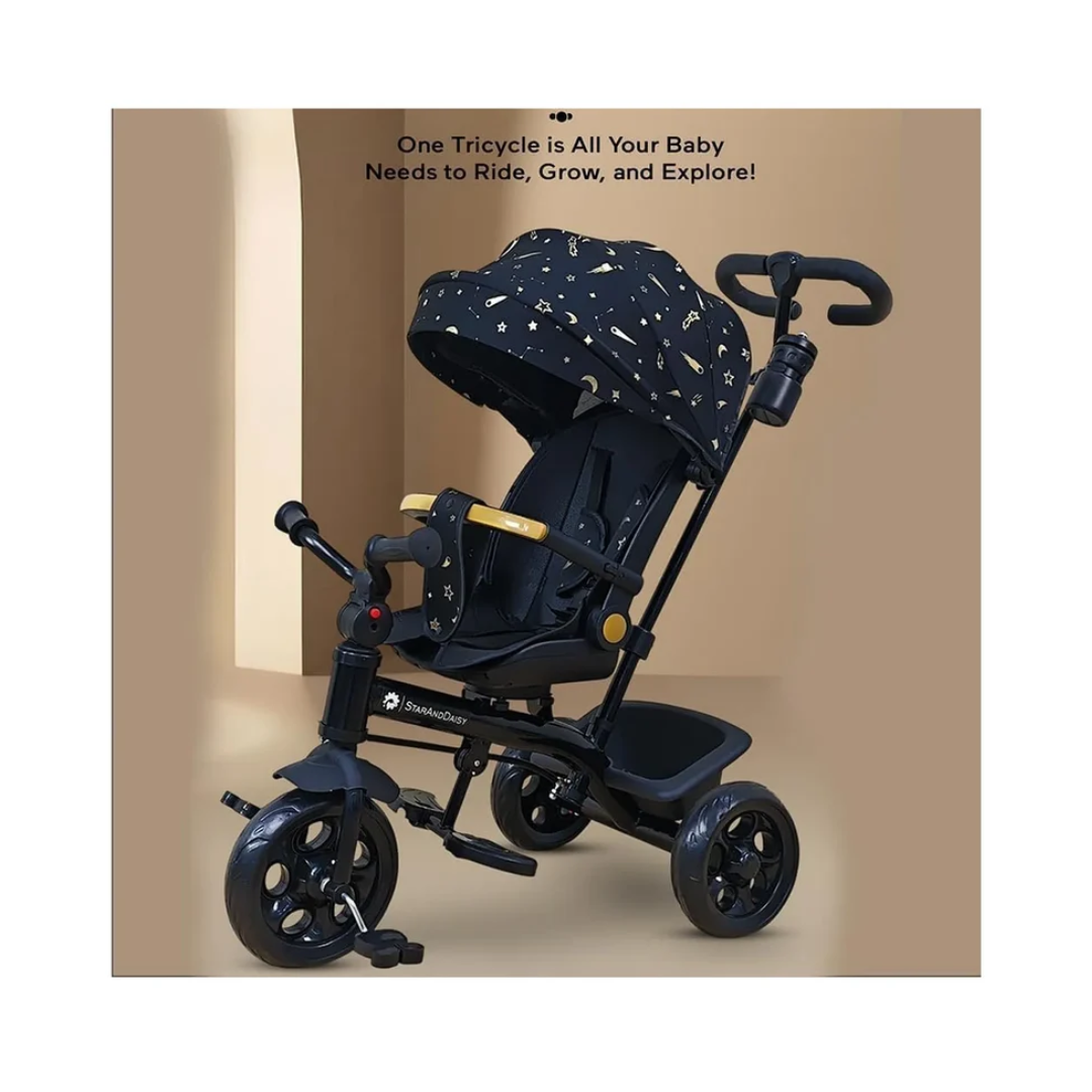 StarAndDaisy Kids Tricycle with Canopy, Basket & Bell – 18 Months–5 Years