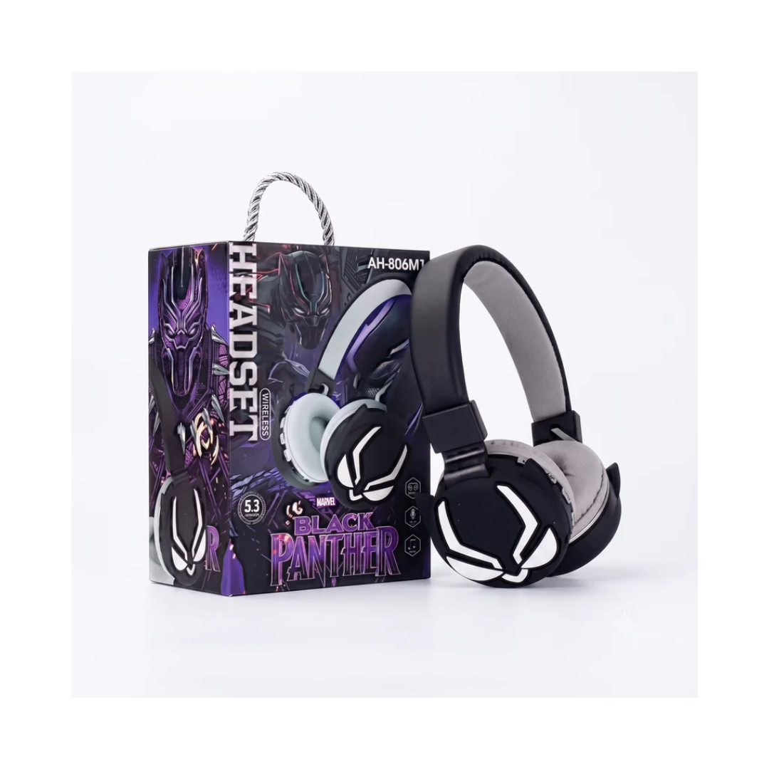 Black Panther AH-806M1 Wireless Over-Ear Headphones with Clear Mic – Black
