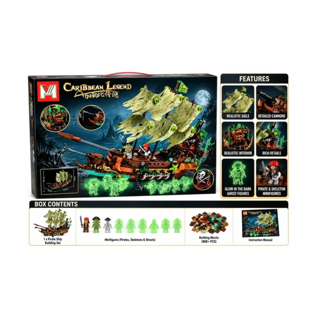 Caribbean Legend Ghost Pirate Ship Building Blocks Set – 6+ Years