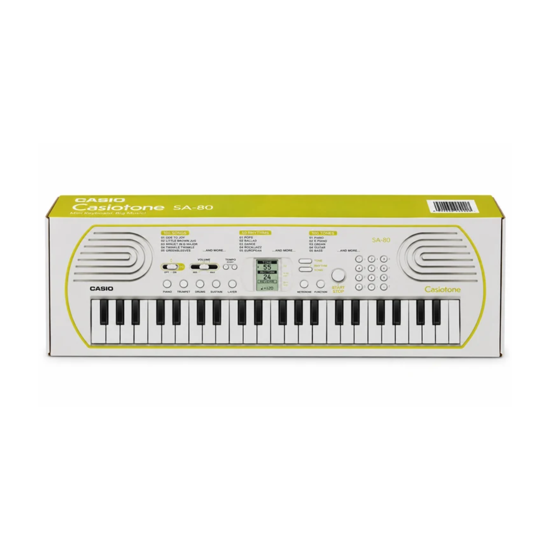 Casio Casiotone SA-80 44-Key Mini Electronic Keyboard for Kids & Beginners With Adapter