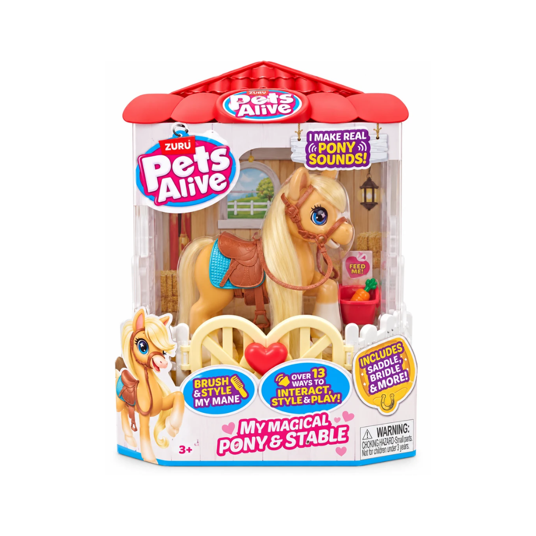 ZURU Pets Alive My Magical Pony & Stable Interactive Toy with 13+ Play Features – 3+ Years