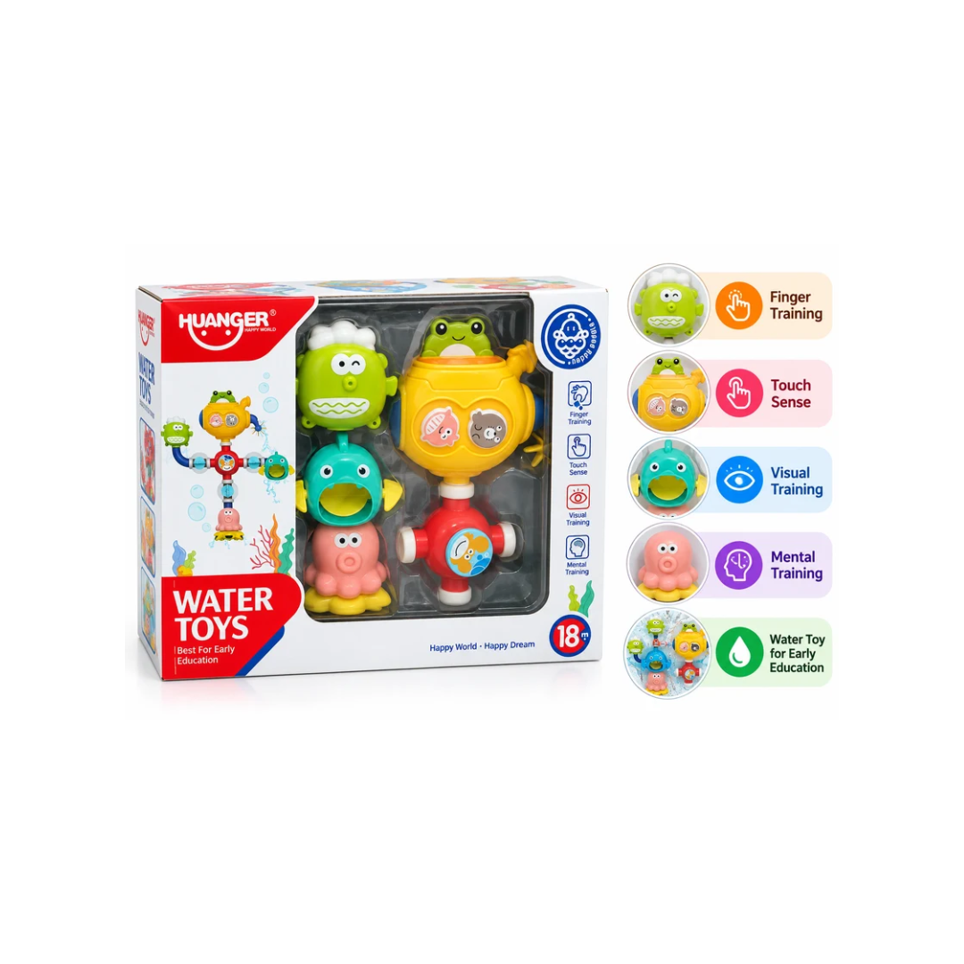 HUANGER Water Toys Bath Toy Set | Interactive Animal Water Play Toys for Babies – 18+ Months