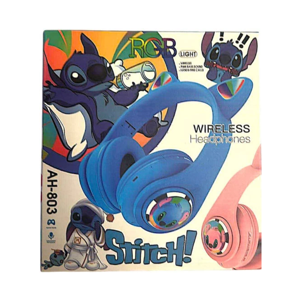 Stitch AH-803 Kids Wireless RGB Light Headphones with Pure Bass & Hands-Free Calling