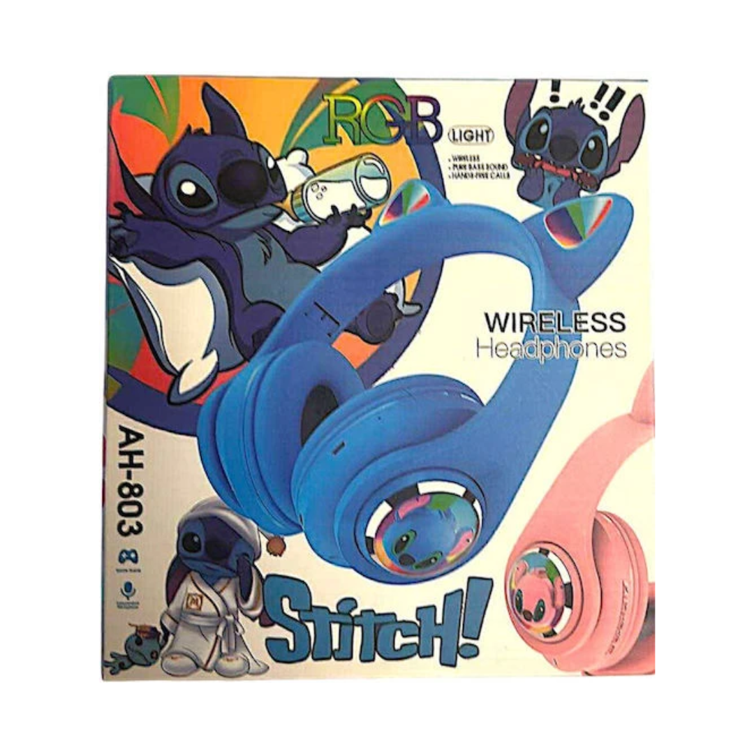 Stitch AH-803 Kids Wireless RGB Light Headphones with Pure Bass & Hands-Free Calling