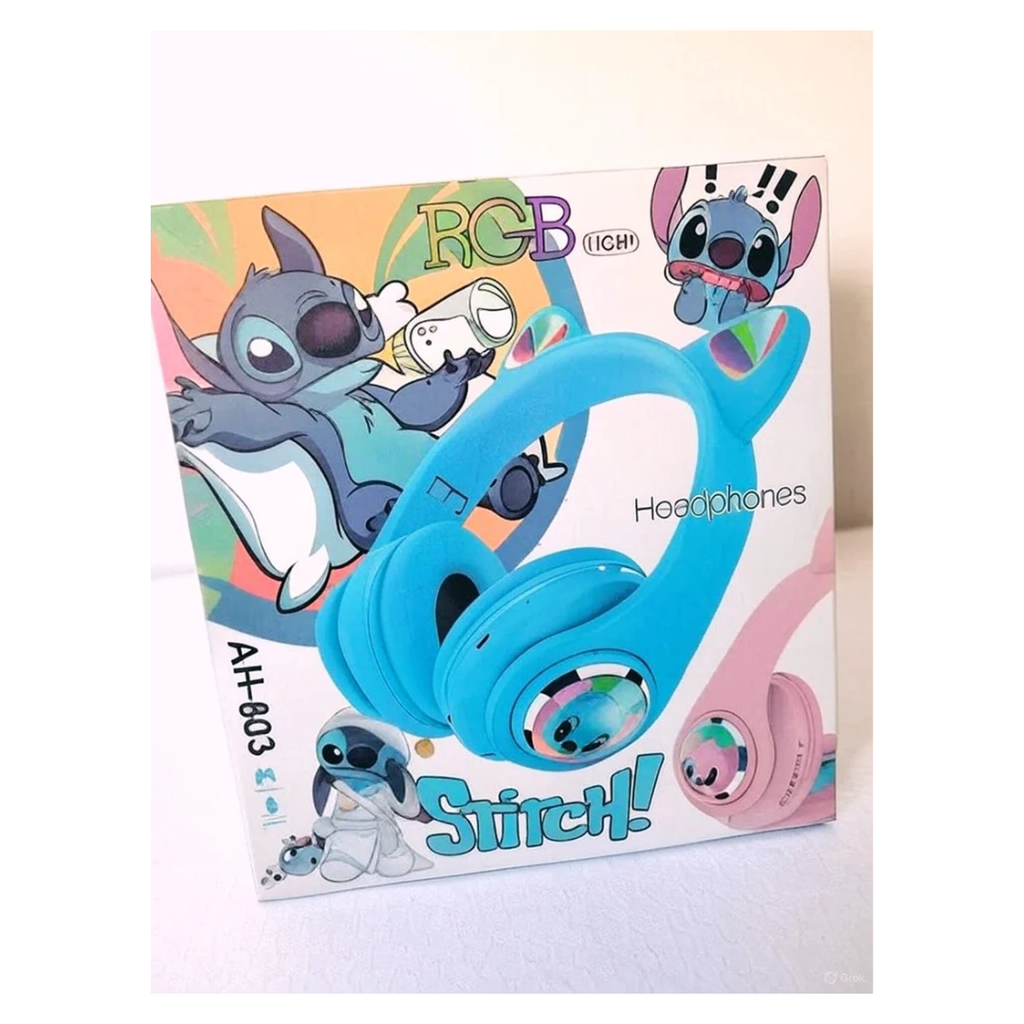 Stitch AH-803 Kids Wireless RGB Light Headphones with Pure Bass & Hands-Free Calling