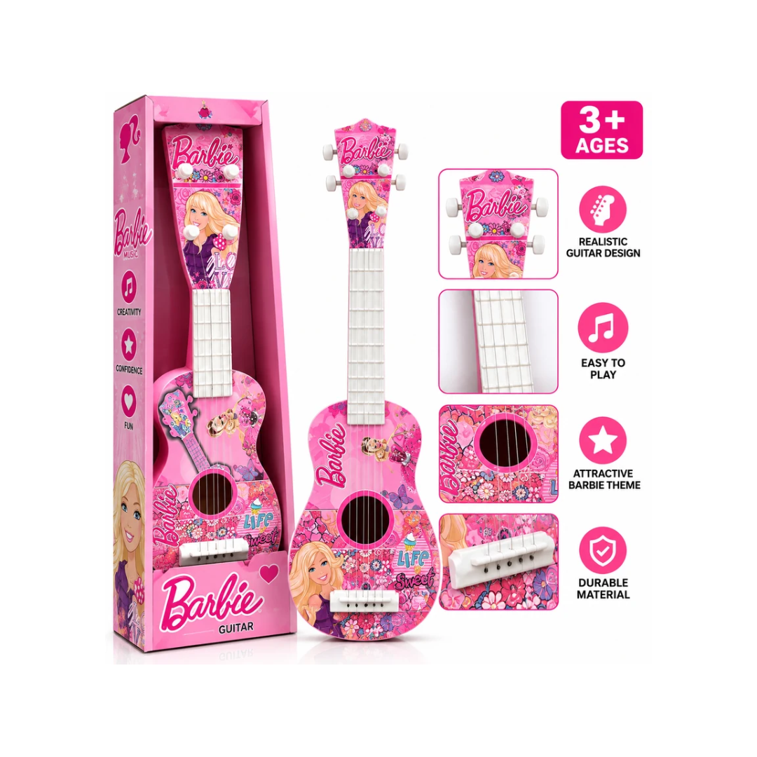 Barbie Kids Acoustic Guitar Toy – Pink, Musical Instrument