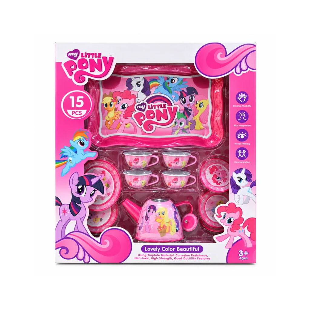 My Little Pony 15 Pcs Pretend Play Tea Set for Kids – Pink 3+ Years