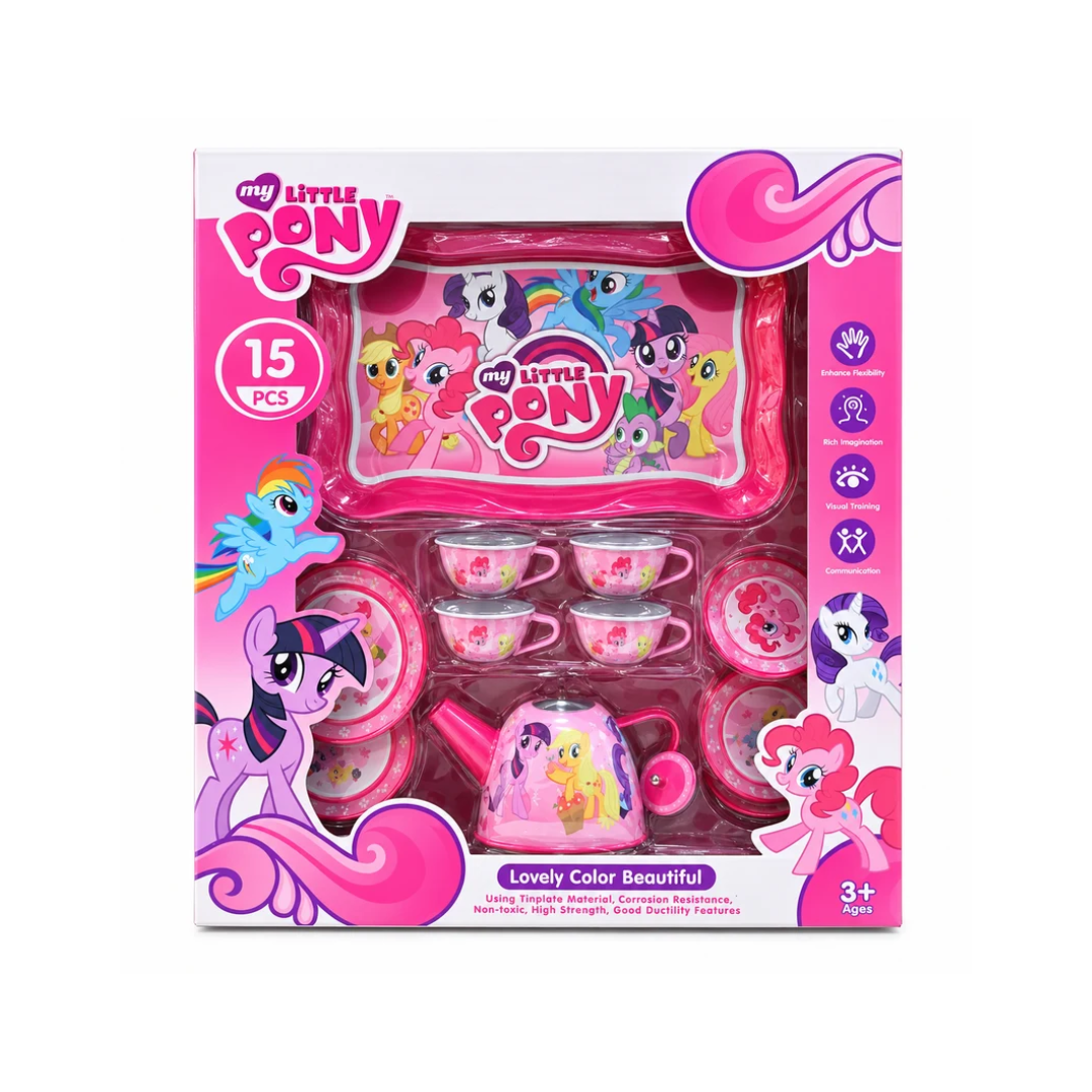 My Little Pony 15 Pcs Pretend Play Tea Set for Kids – Pink 3+ Years