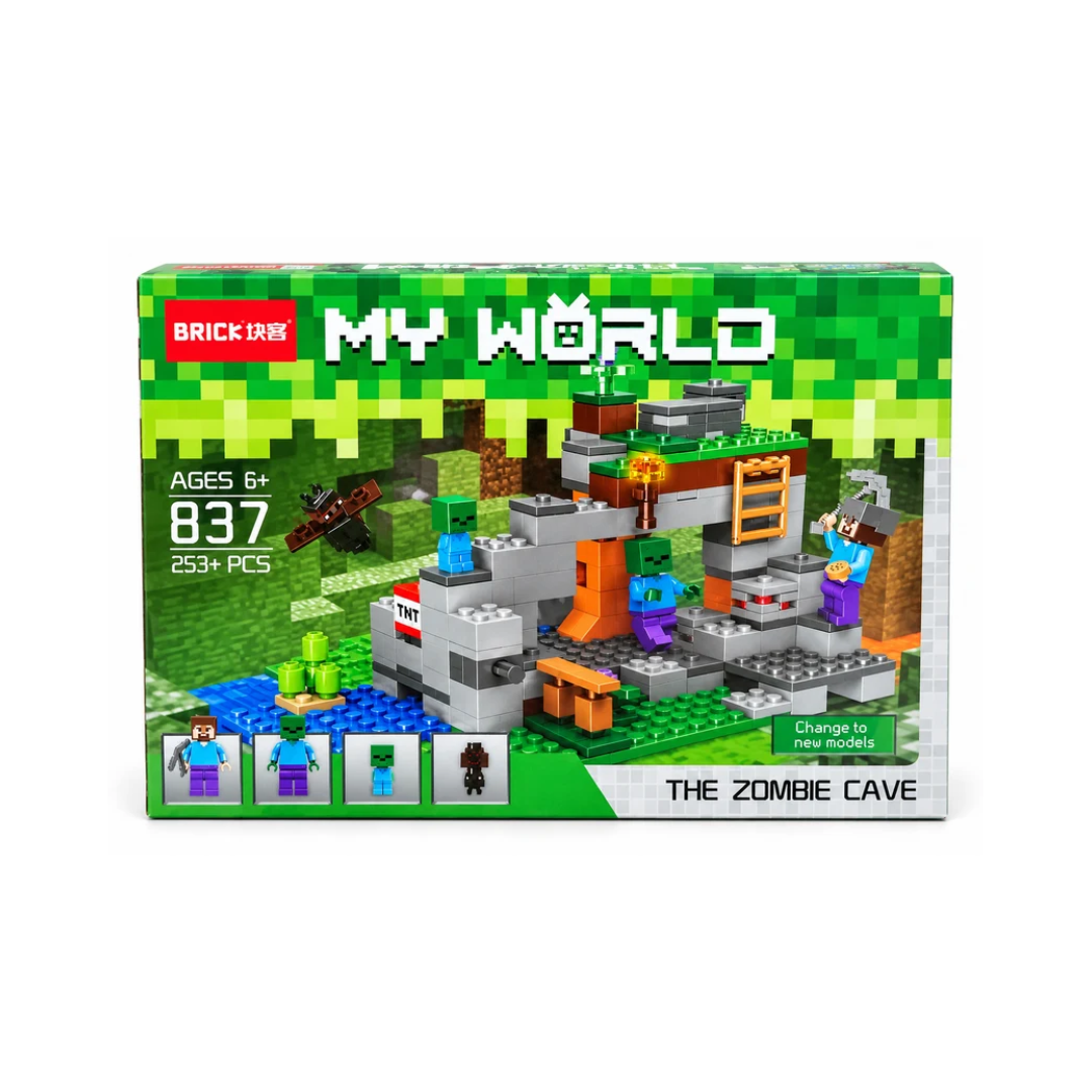 BRICK My World The Zombie Cave Building Blocks Set, 253+ Pieces, 4 Character Figures, Creative Construction Toy for Kids Ages 6+