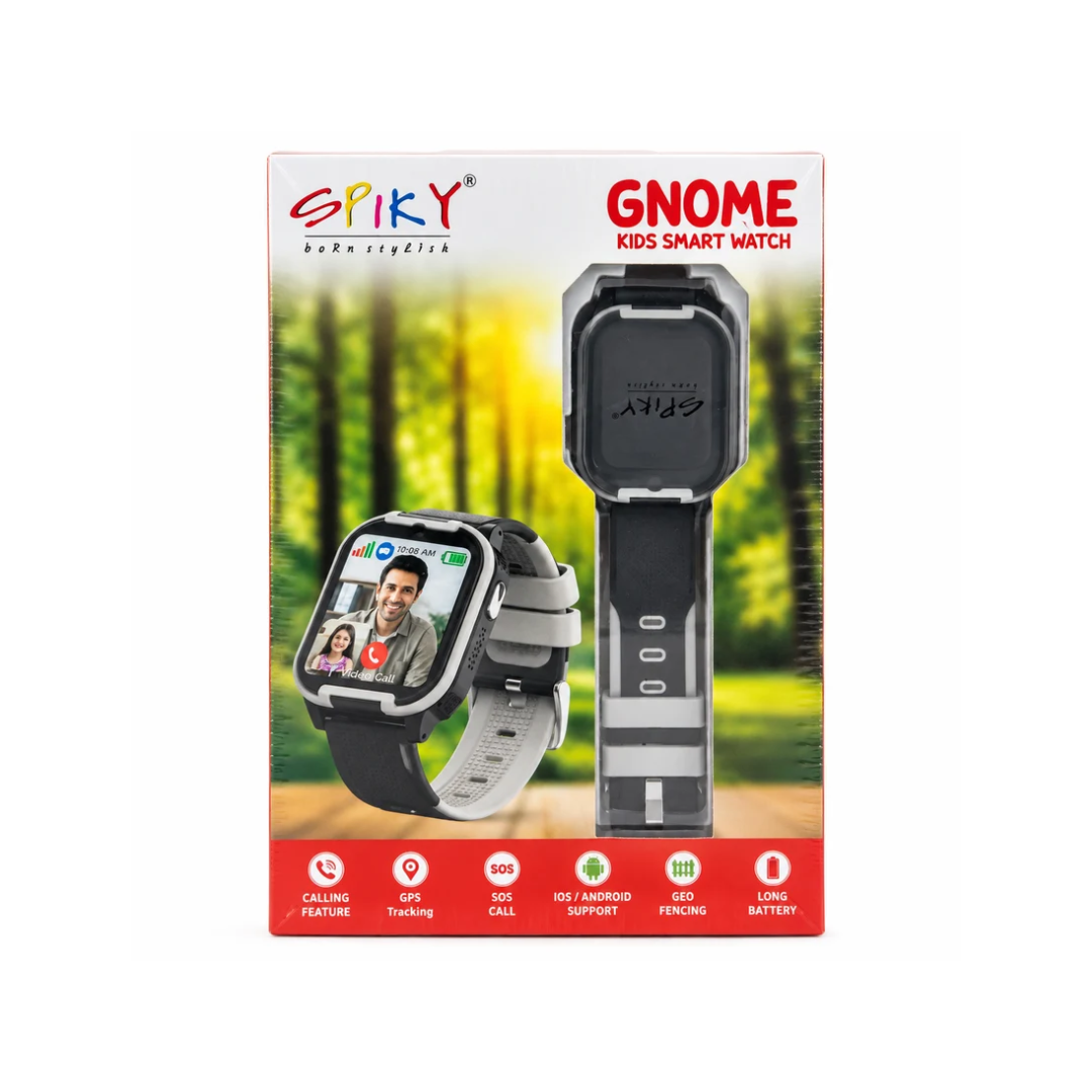 Spiky Gnome Kids Smart Watch with Calling, GPS Tracking & SOS Black