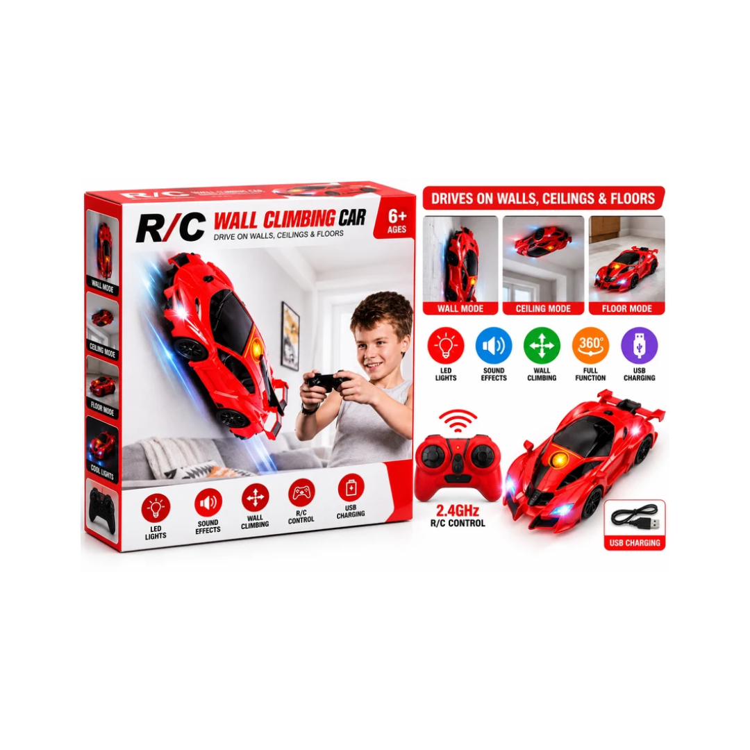 KRC RC Wall Climbing Stunt Car with Remote Control, LED Lights