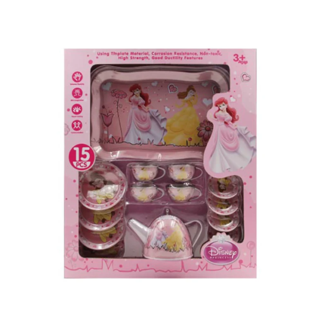 Disney Princess 15 Pcs Pretend Play Tea Set for Kids – Pink 3+ Years