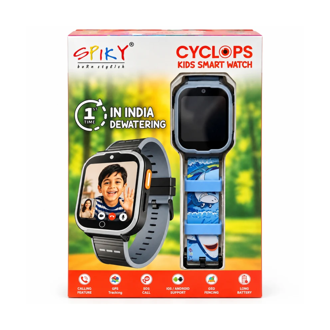 Spiky Cyclops Kids Smart Watch with GPS Tracking, Calling & SOS – Blue