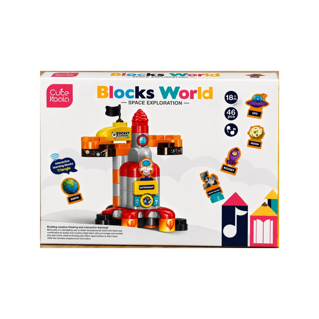 Cute Koala Blocks World Space Exploration 46 Pcs Interactive Learning Blocks Set