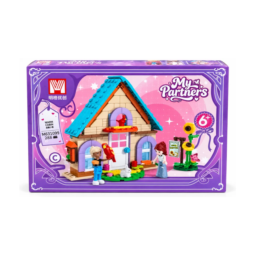 My Partners Warm Cabin Building Blocks Set 288 Pieces – Dollhouse Construction Toy for Kids Ages 6+