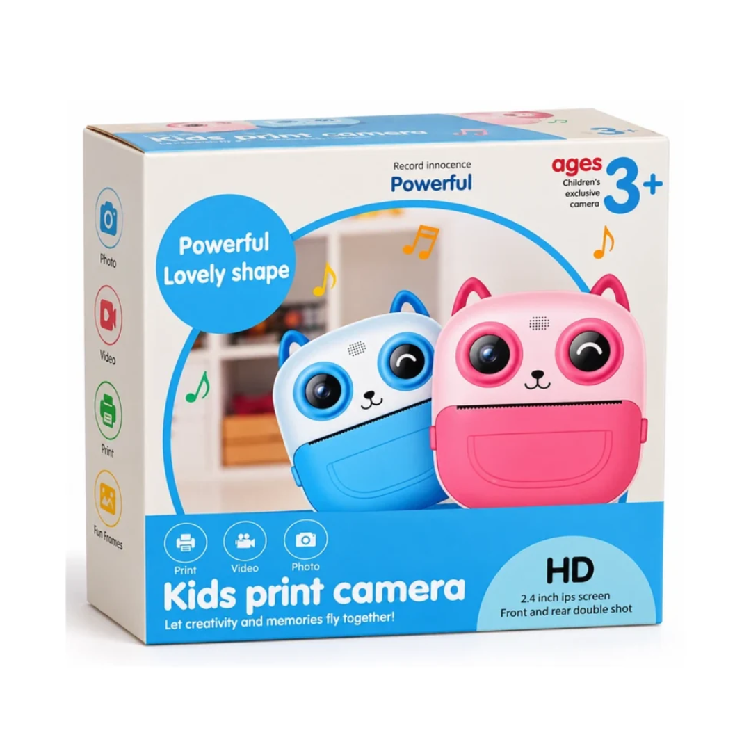 Kids Instant Print Camera with 2.4" IPS Screen – Cute Camera for Kids assorted color