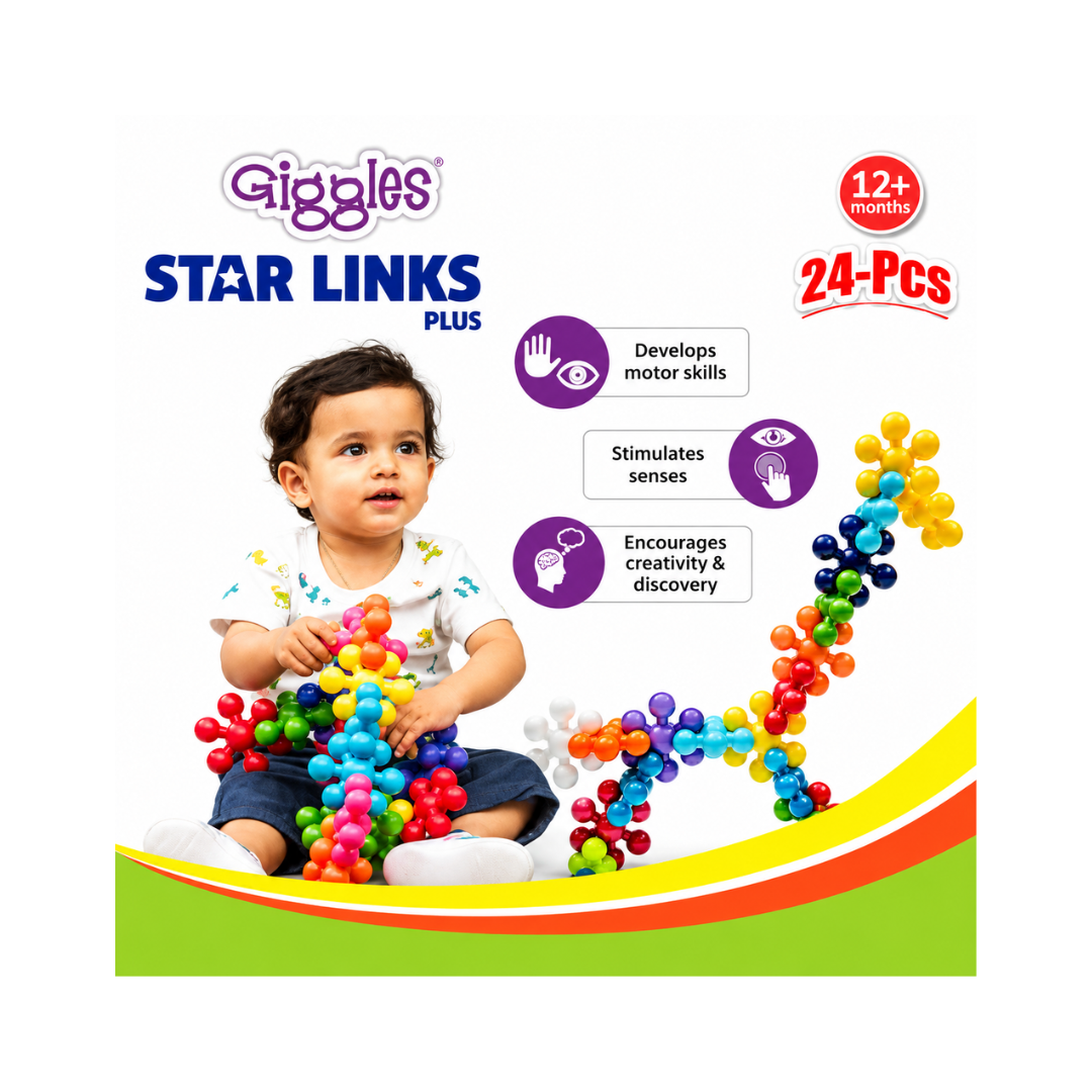 Funskool Giggles - Star Links Plus - 24pcs, Multi-Coloured