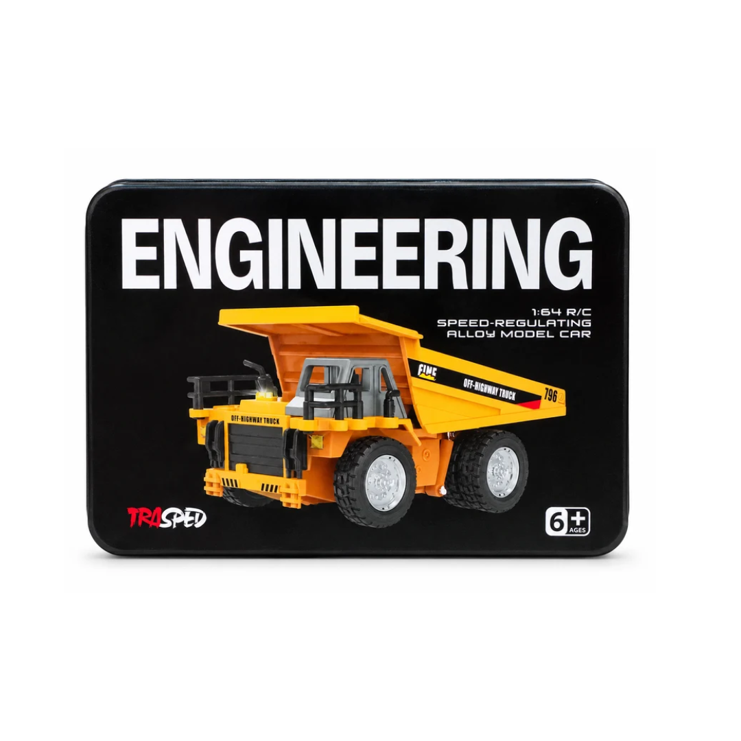 Engineering 1:64 Scale RC Alloy Dump Truck for Kids | Speed-Regulating Remote Control Construction Vehicle
