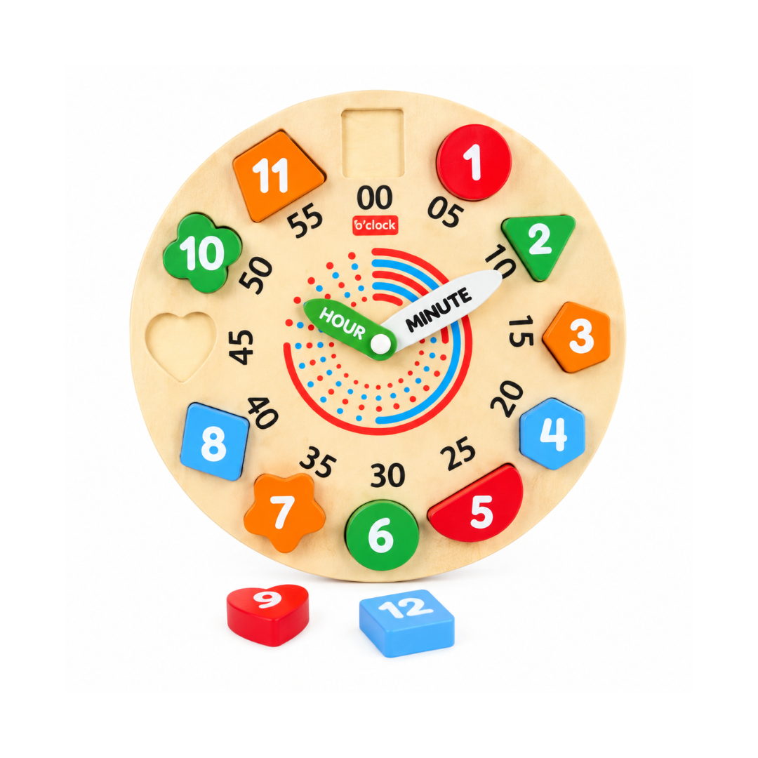 Funskool Giggles My Clock – Wooden Time Learning & Number Matching Educational Toy