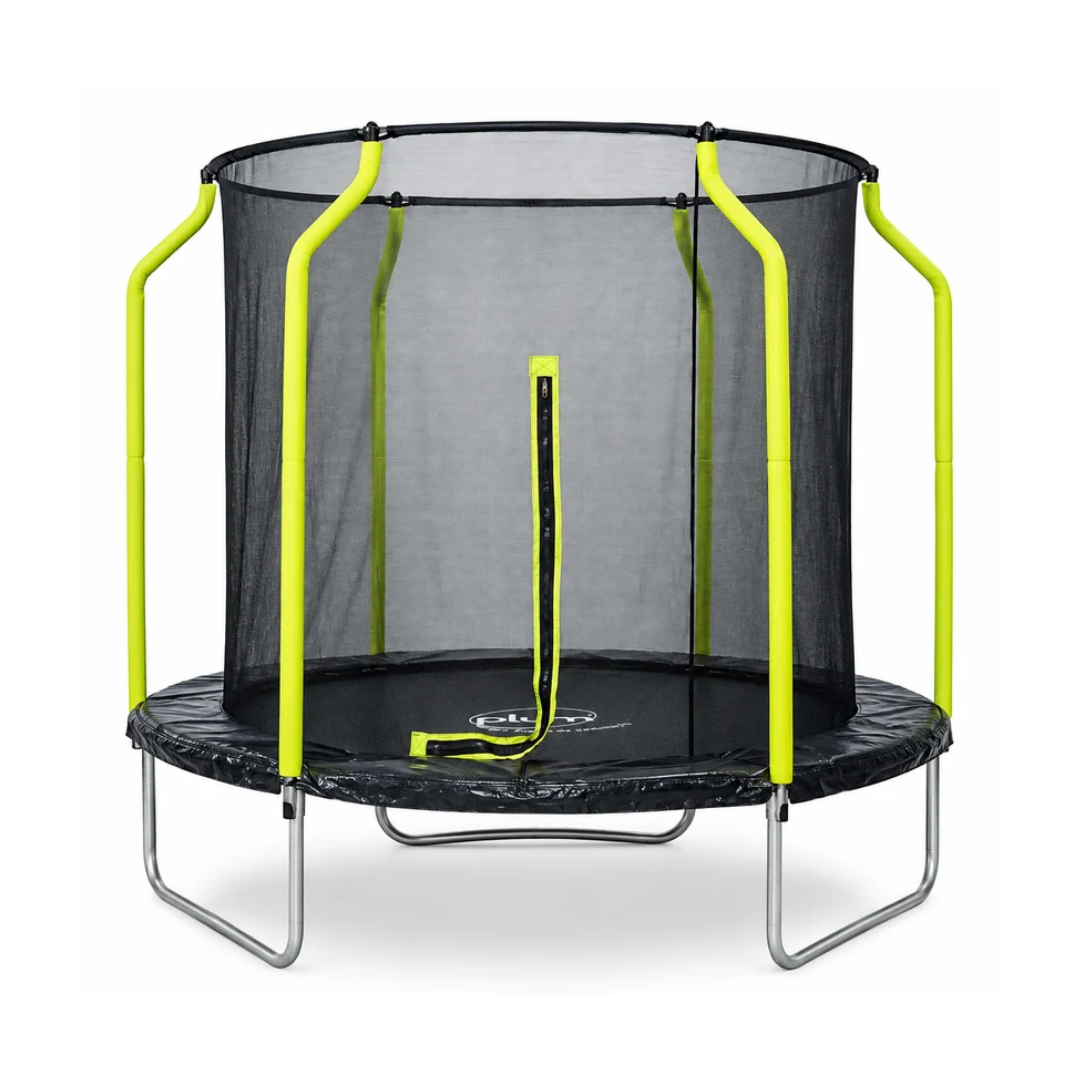 Plum Wave 8ft Springsafe Trampoline with Safety Enclosure | Black Outdoor Trampoline for Kids Ages 3–8 Years