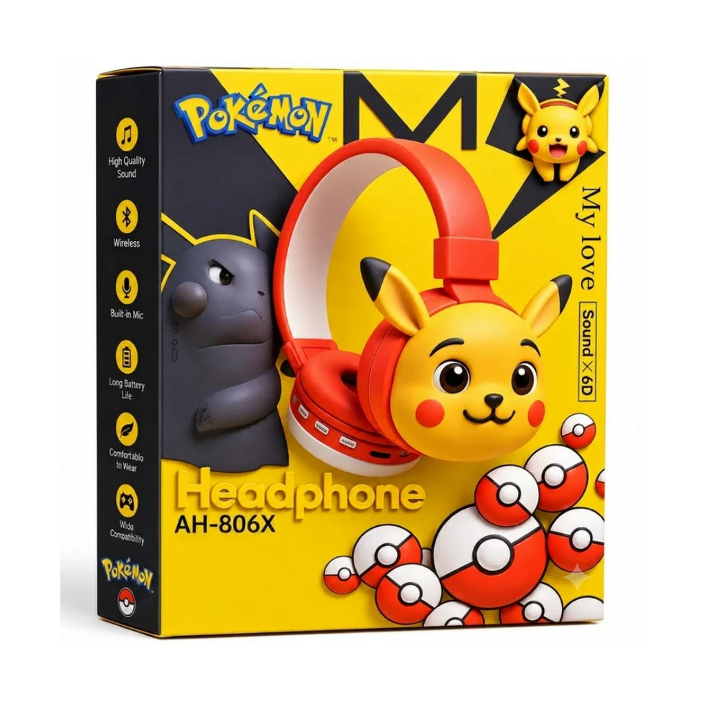 Pokémon Pikachu Kids Wireless Over-Ear Headphones – AH-806X