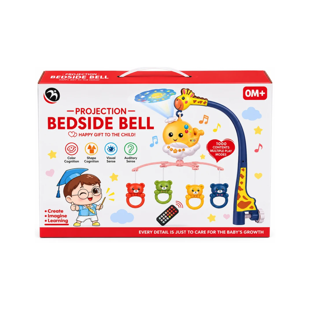 Projection Bedside Bell Baby Crib Mobile with Remote Control, Music & Projection – 0M+