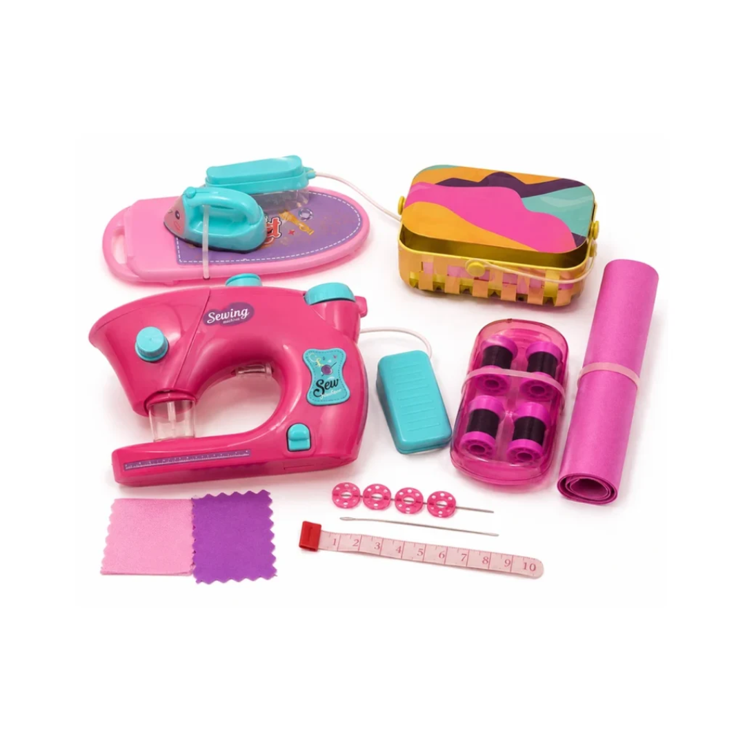 Sewing Machine Style Pretend Play Set for Girls – Kids Sewing & Fashion Design Kit