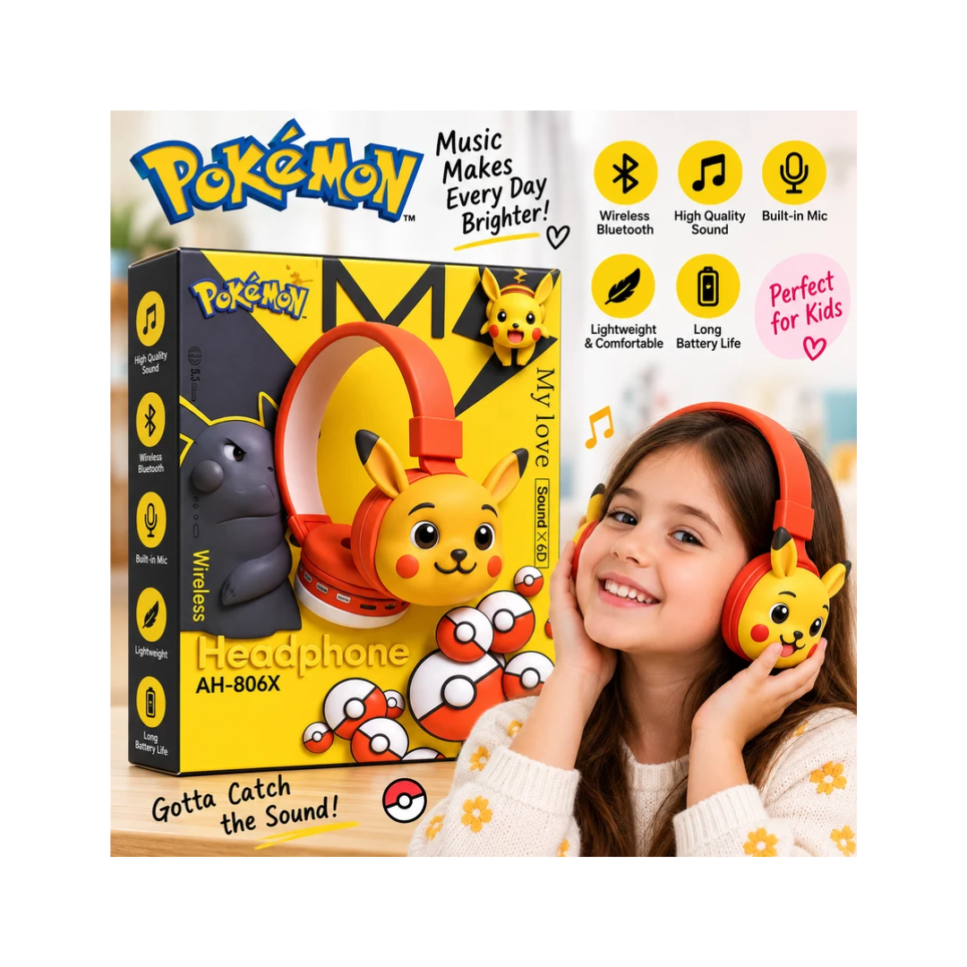 Pokémon Pikachu Kids Wireless Over-Ear Headphones – AH-806X