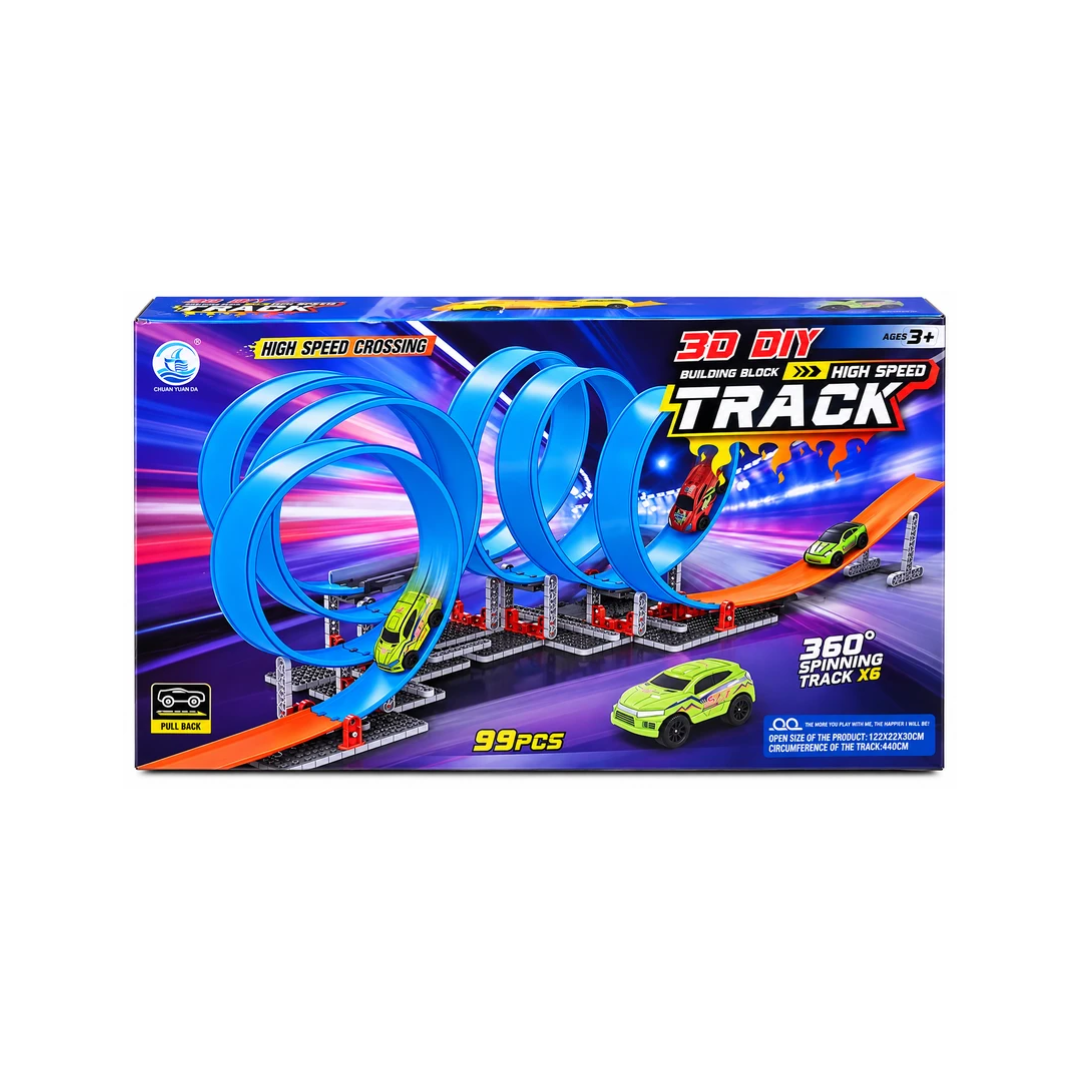 3D DIY High Speed 360° Loop Racing Track Building Set – 99 Pcs with Pull Back Car | 3+ Years