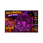 Halloween Spider Web Decoration with Skull & Spider – Purple Hanging Decor