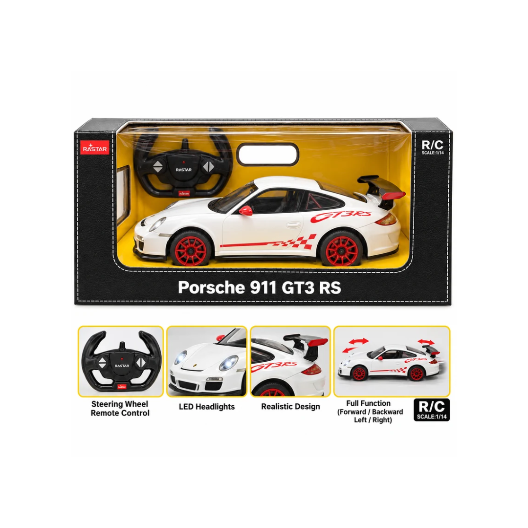 Rastar Porsche 911 GT3 RS 1:14 Scale Remote Control Car – White