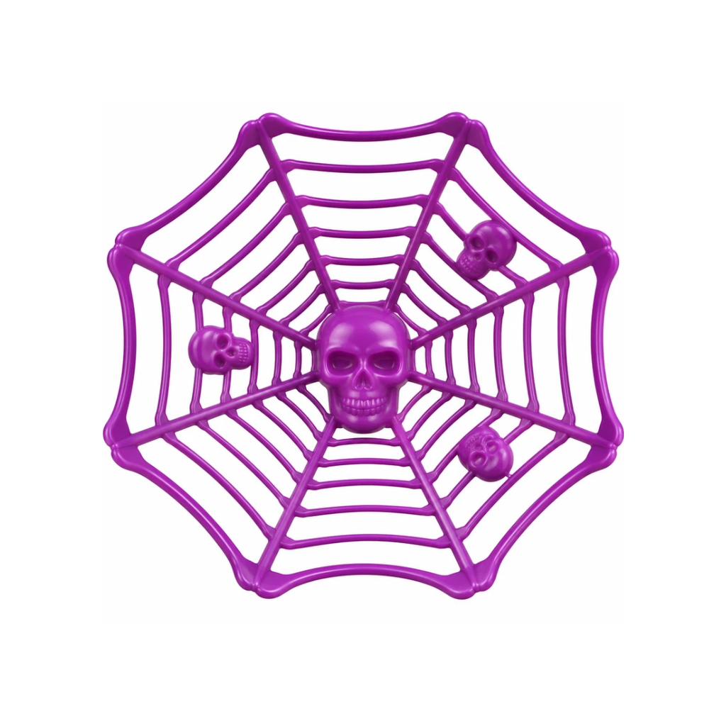 Halloween Spider Web Decoration with Skull & Spider – Purple Hanging Decor