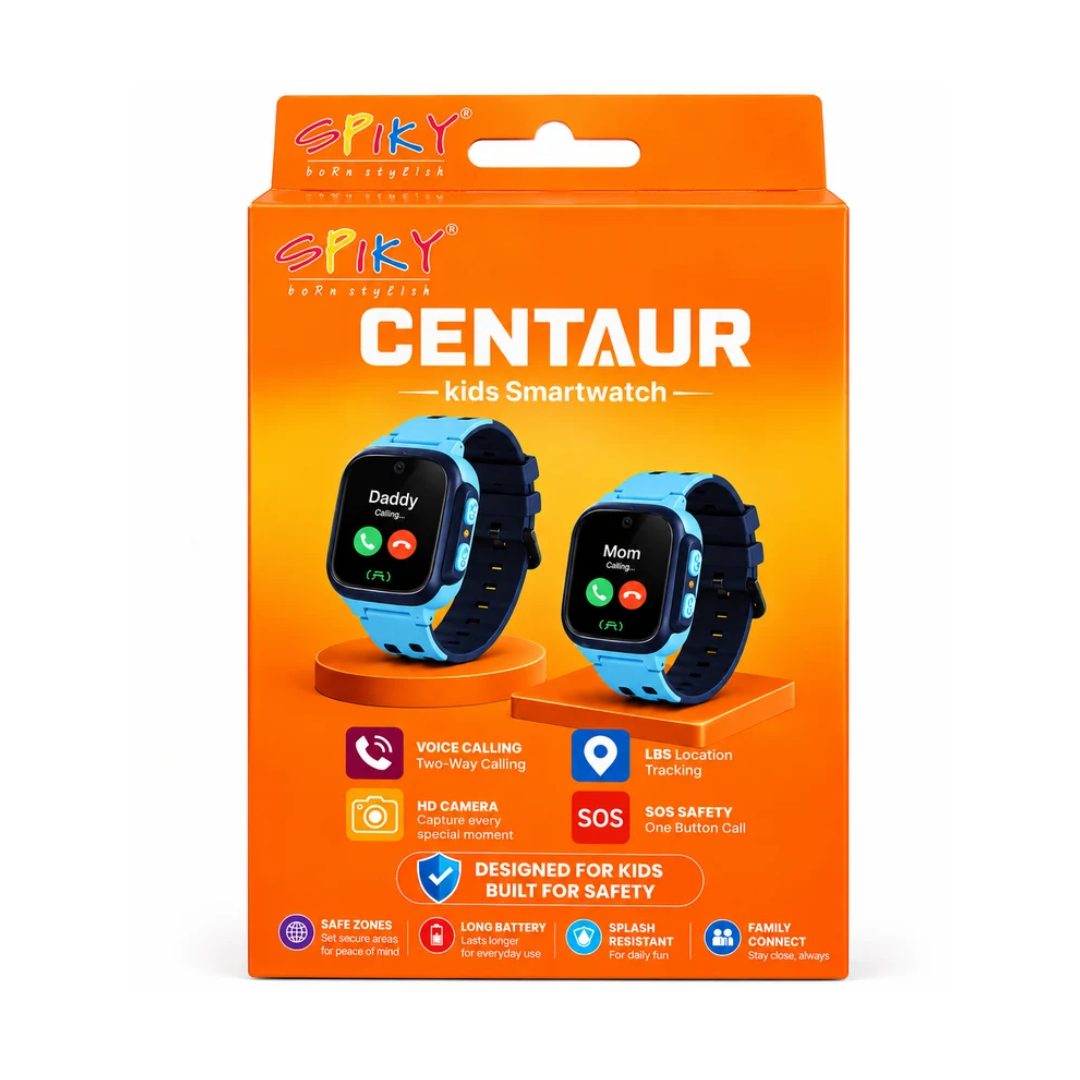 Spiky Centaur Kids Smartwatch | Voice Calling, LBS Tracking & SOS Blue