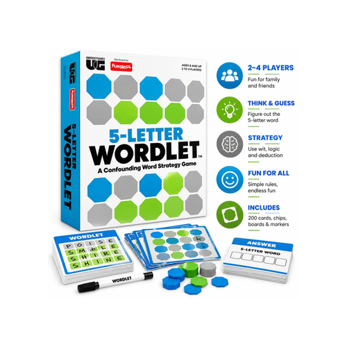 Funskool 5-Letter Wordlet Word Strategy Board Game Guess the Secret Word in 6 Tries | Family Game for Kids Ages 8+