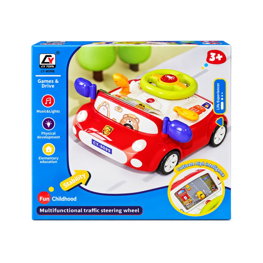 CX Toys Multifunctional Traffic Steering Wheel Driving Simulator Toy with Music & Lights – 3+ Years