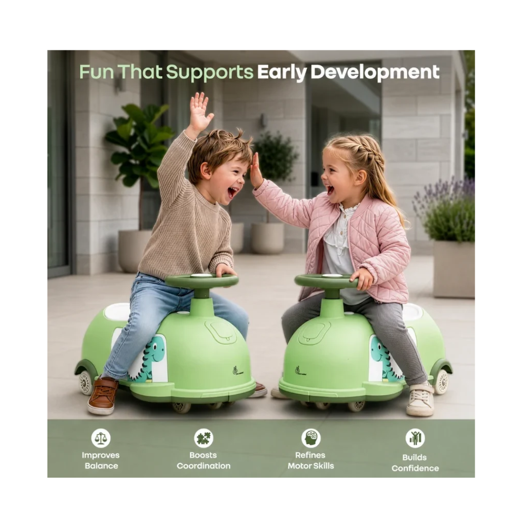 R For Rabbit Iya Iya Poppy 3 in 1 Kids Ride On Swing Car Green White