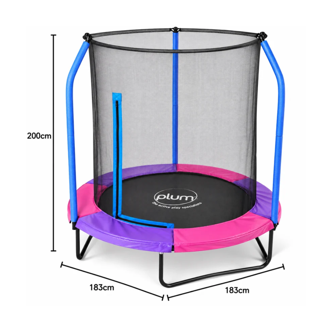 Plum 6ft Springsafe Trampoline with Safety Enclosure | Reversible Spring Pad for Kids Ages 3 Years+