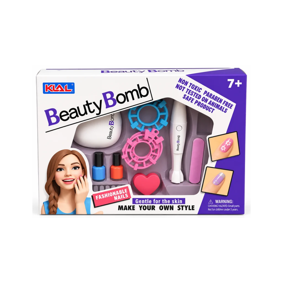 KLAL Beauty Bomb Fashionable Nails & Manicure Set for Kids | DIY Beauty & Nail Styling Kit | 7+ Years