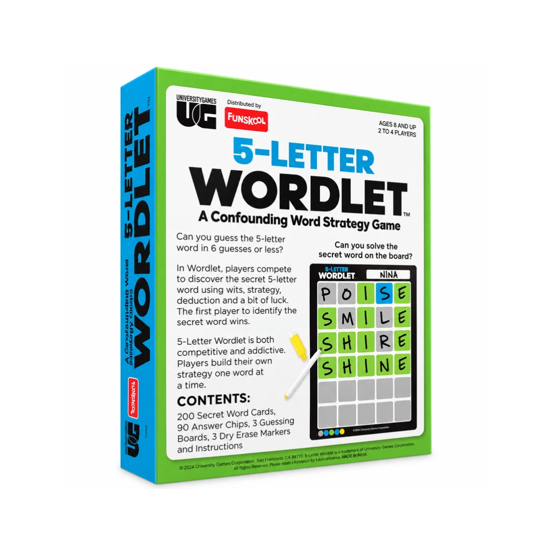 Funskool 5-Letter Wordlet Word Strategy Board Game Guess the Secret Word in 6 Tries | Family Game for Kids Ages 8+