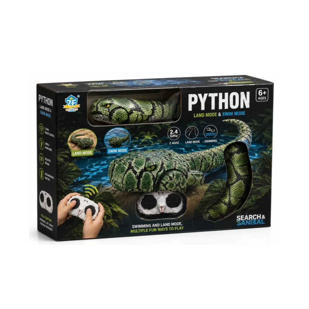 Python RC Snake Toy 2.4GHz Remote Control Snake with Land & Swimming Mode, 6+ Years