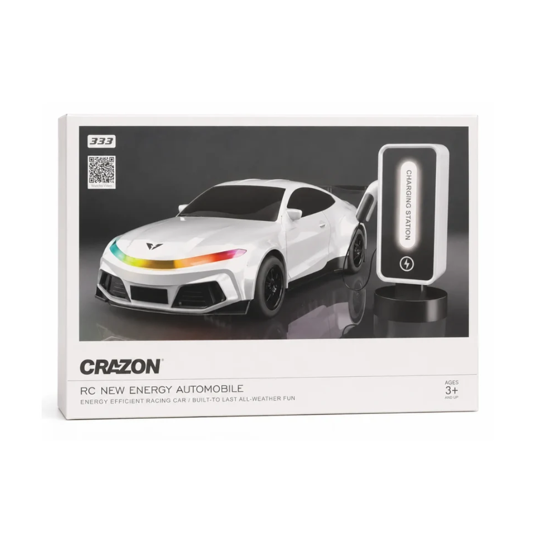 CRAZON Model 333 Remote Control New Energy Sports Car with Charging Station, Auto Parking & LED Lights