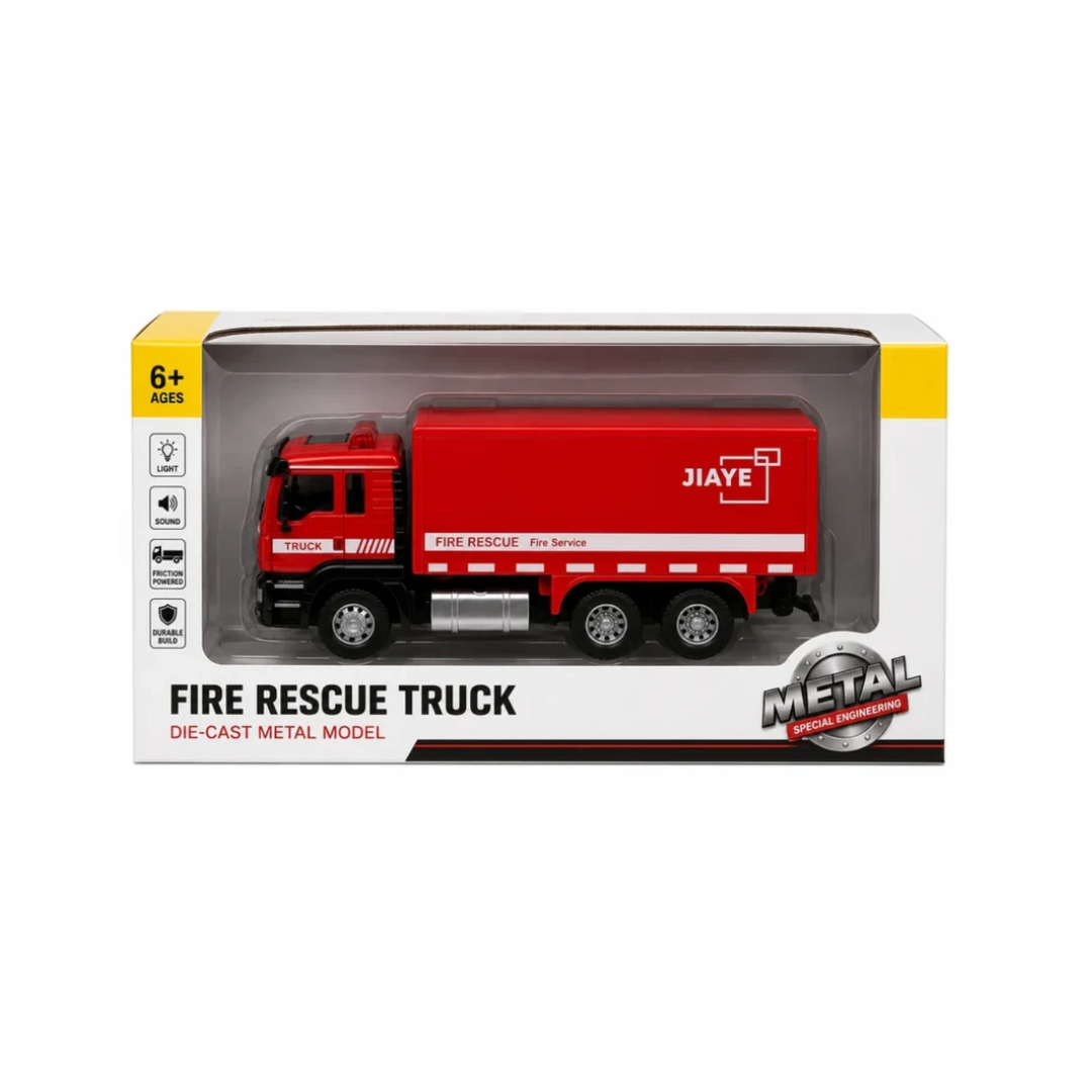 Metal Fire Rescue Truck Toy with Light & Sound