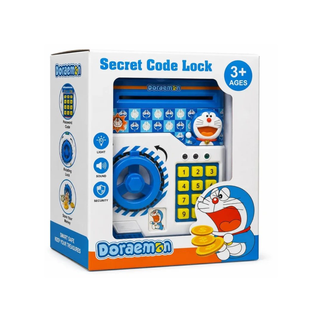 Doraemon Secret Code Lock Electronic Money Safe Piggy Bank for Kids
