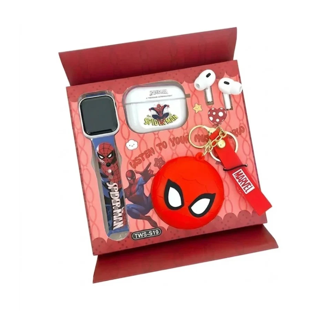 Spider-Man Kids Smart Watch & TWS Earbuds Gift Set with Accessories – TWS-S19