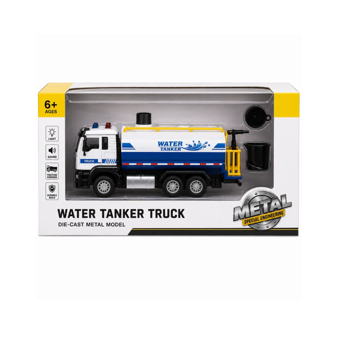 Metal Water Tanker Truck Toy with Light & Sound